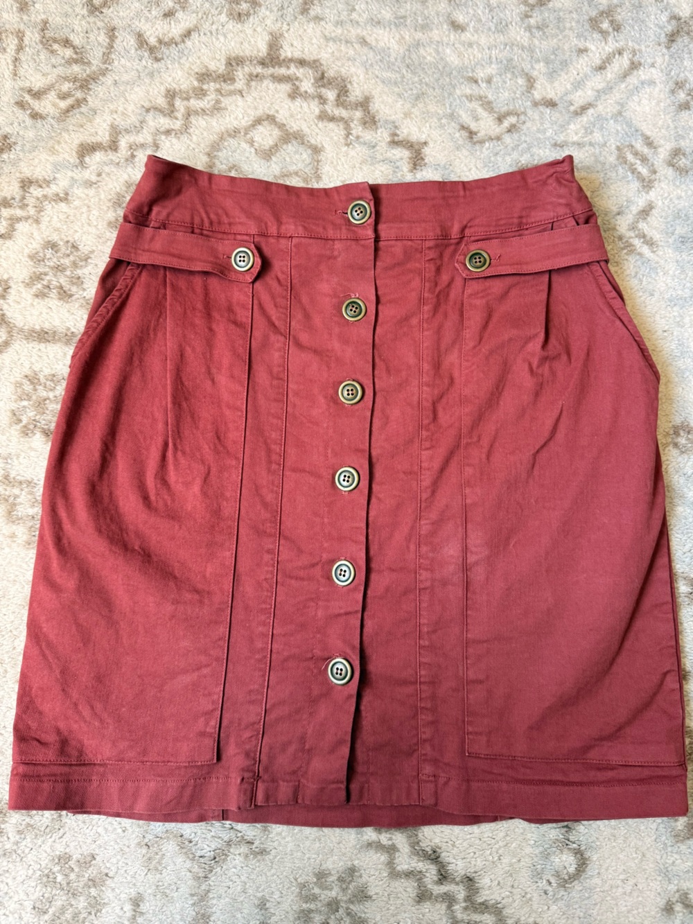Women's Anthropologie Button-Front Rust Red/orange Skirt